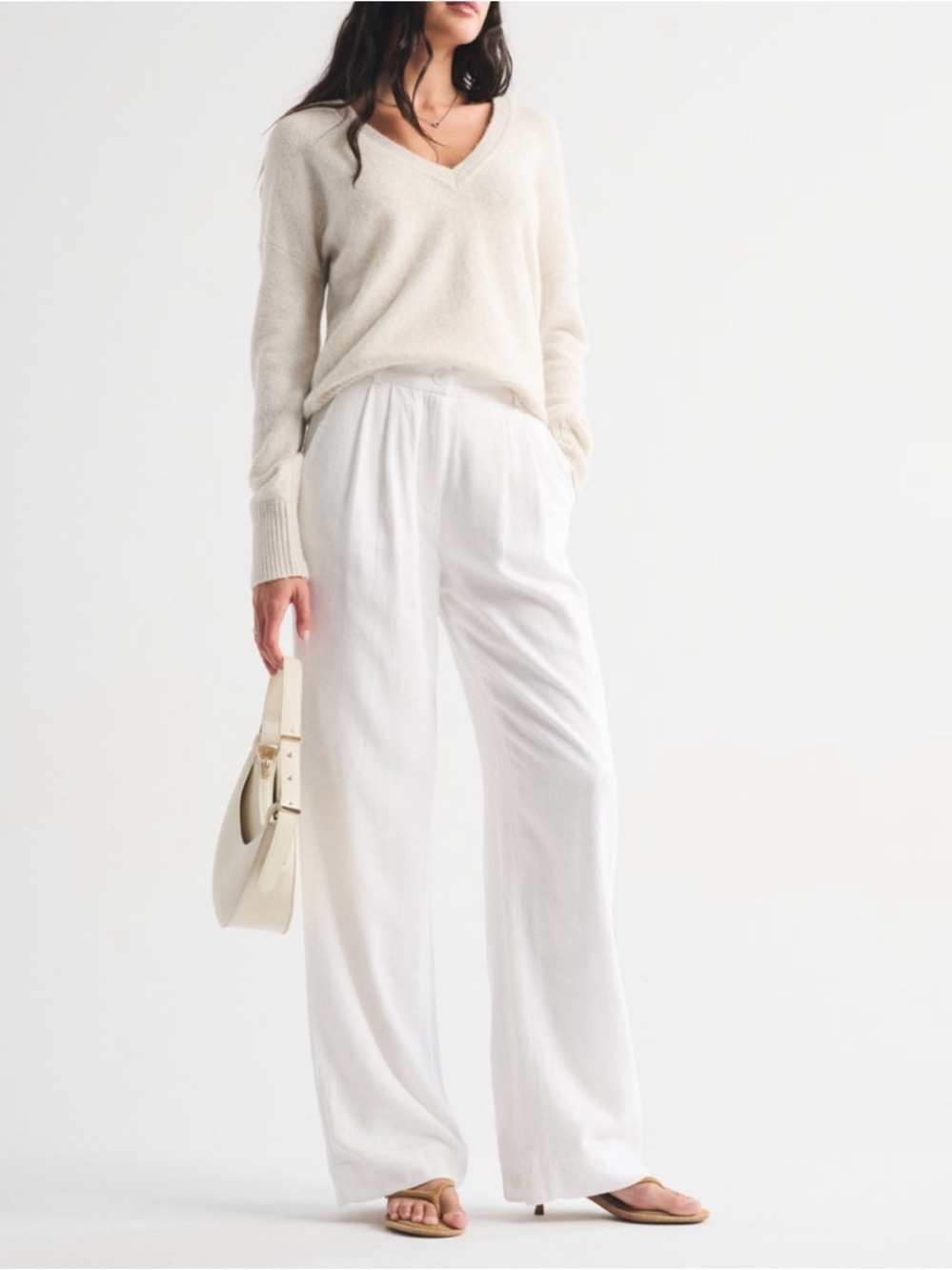 Abercrombie & Fitch Wide-Leg Linen-Blend Pants